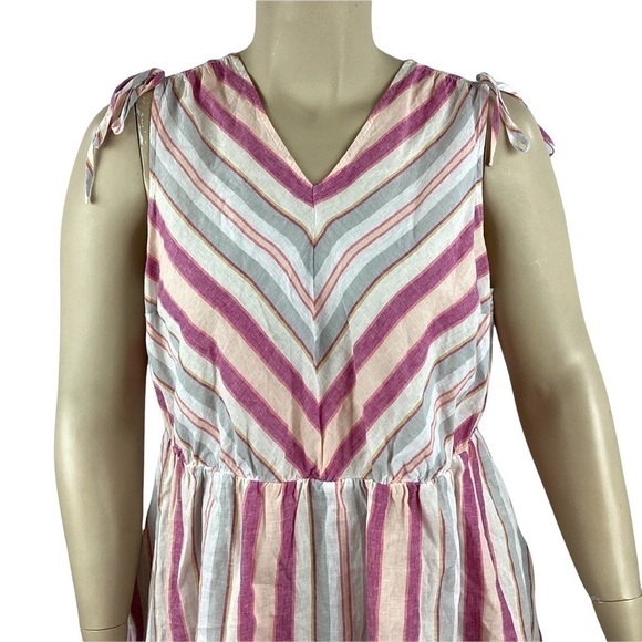 Lane Bryant Striped Tie Shoulder Top Size 18/20 Multicolor Linen Blend - Picture 2 of 7